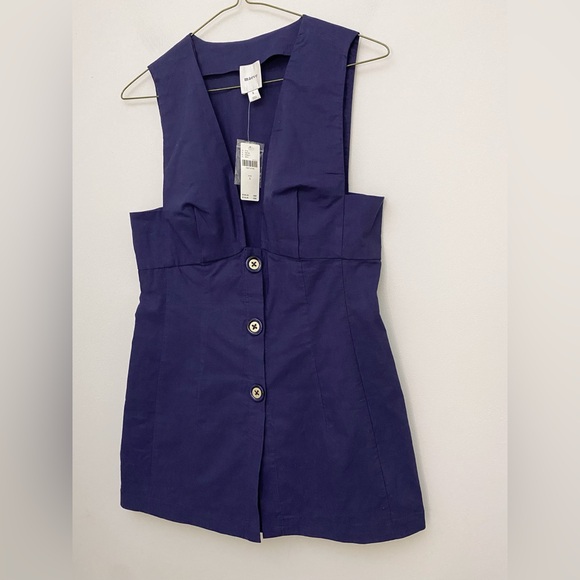 Anthropologie Maeve Deep-V Button-Front Vest size S BLUE color new with tag - Picture 7 of 7